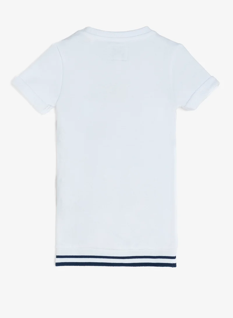 جس فستان قصير أطفال قطن فرنسي بأكمام قصيرة